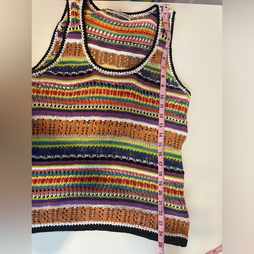 Trina Turk EUC Rainbow Crochet Knit Tank Sweater Vest Size M - Picture 6 of 7